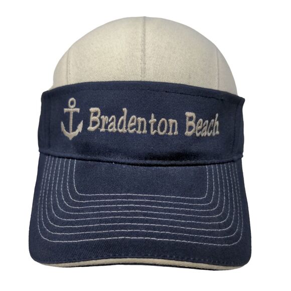 Shade Shack Men's Strapback Sun Visor Cap Hat Blue Embroidered Bradenton Beach - Picture 1 of 7